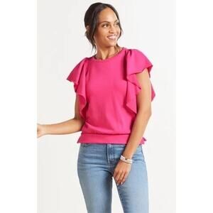 Evereve Fallon Flutter Sleeve Sweatshirt Tee Pink Size Large